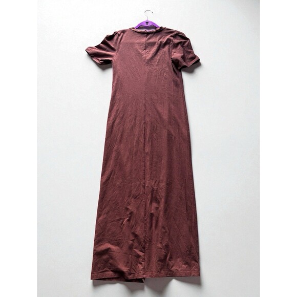 Lilla P Brown Maxi Dress XS V-Neck Short Sleeve Soft Jersey Minimalist Chic - Picture 15 of 16